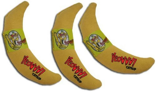 100% Organic Catnip Toy, Yellow Banana 3 Pack
